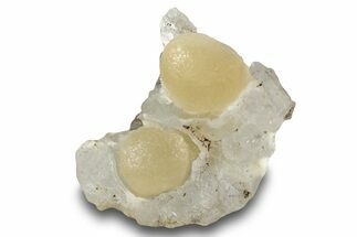 Botryoidal Yellow Fluorite Balls on Quartz - India #244499