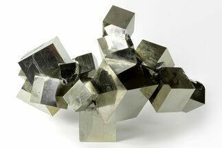 Shiny, Natural Pyrite Cube Cluster - Navajun, Spain #244998