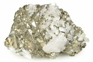 Sharp Calcite Crystals on Lustrous Pyrite - Mitrovica, Kosovo #246306