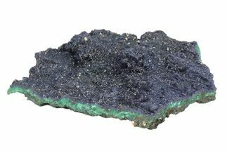 Sparkling Azurite Crystals on Fibrous Malachite - China #247734