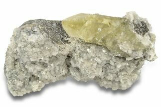 Yellow Calcite and Chalcopyrite Crystals on Dolomite - Missouri #252131