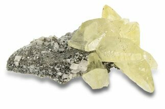 Calcite and Iridescent Chalcopyrite on Dolomite - Missouri #252138