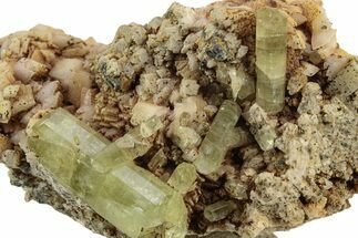 Lustrous, Yellow Apatite Crystals in Feldspar - Morocco #251145