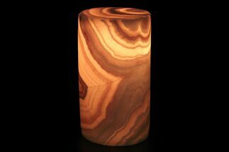 Tall Polished Banded Onyx (Aragonite) Cylinder Lamp - Includes LED Light #253289