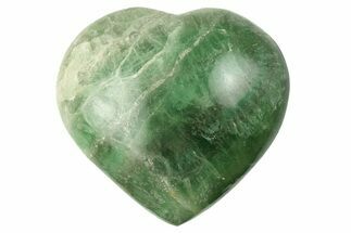 Polished Fluorescent Green Fluorite Heart - Madagascar #256169