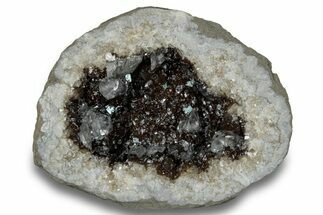 Keokuk Quartz Geode with Calcite Crystals (Half) - Missouri #255949