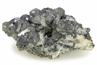 Lustrous Galena Crystal Cluster with Quartz - Peru #257279