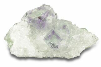 Glass-Clear Green Cubic Fluorite Crystals on Quartz - China #258429