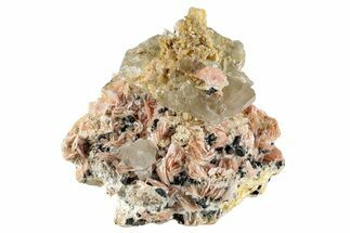 Cerussite Crystals with Bladed Barite on Galena - Morocco #259045