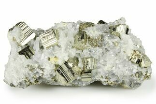 Lustrous Striated Pyrite with Quartz - Peru #261963