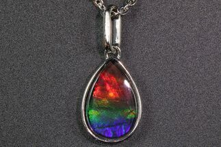 Stunning, Top-Quality Ammolite Pear Pendant - Sterling Silver #271772