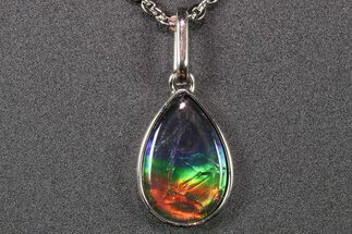 Stunning, Top-Quality Ammolite Pear Pendant - Sterling Silver #271773