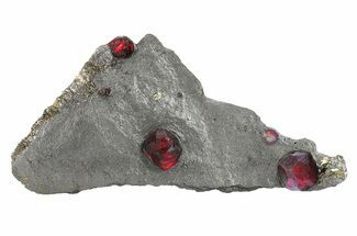Plate of Five Red Embers Garnets in Graphite - Massachusetts #272710