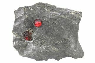 Plate of Two Red Embers Garnets in Graphite - Massachusetts #272733