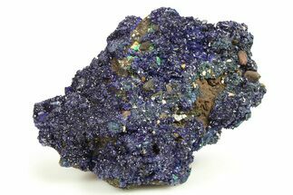 Sparkling Azurite Crystals on Fibrous Malachite - China #274622
