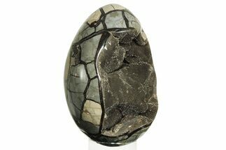 Septarian Dragon Egg Geode - Black Crystals #274890