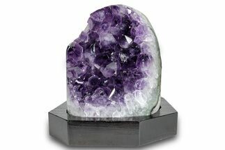 Grape Jelly Amethyst Geode With Wood Base - Uruguay #275688