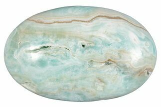 Polished Blue Caribbean Calcite Palm Stone #275591