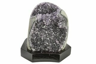 Deep Purple Amethyst Geode With Wood Base - Uruguay #275682