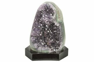 Deep Purple Amethyst Geode With Wood Base - Uruguay #275683