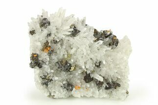 Orange Orpiment, Pyrite & Sphalerite on Quartz Crystals - Peru #276050