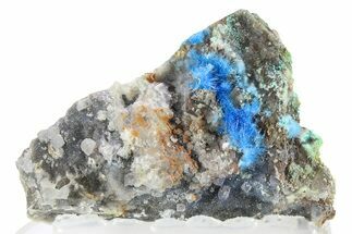 Vibrant Blue Cyanotrichite with Cubic Fluorite - China #277278