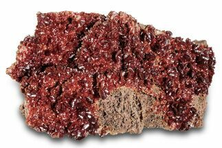 Glittering, Ruby Red Vanadinite Crystals on Barite - Morocco #278232