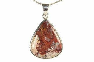 Polished Crazy Lace Agate Pendant - Sterling Silver #279076