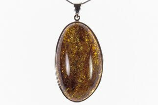 Polished Baltic Amber Pendant (Necklace) - Sterling Silver #279200