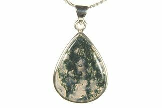 Polished Colorful Moss Agate Pendant - Sterling Silver #279586