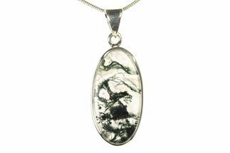 Polished Colorful Moss Agate Pendant - Sterling Silver #279589