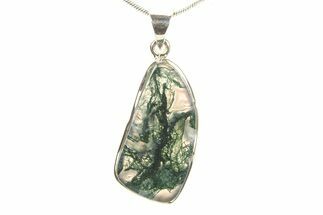 Polished Colorful Moss Agate Pendant - Sterling Silver #279601