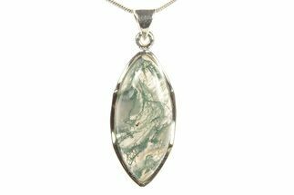Polished Colorful Moss Agate Pendant - Sterling Silver #279607