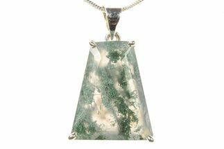 Polished Colorful Moss Agate Pendant - Sterling Silver #279619