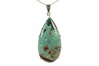 Polished Chrysocolla Agate Pendant - Sterling Silver #279633