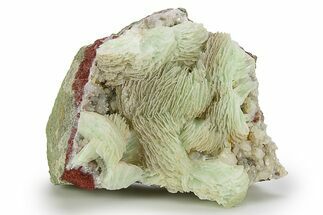 Green, Bladed Prehnite Crystals with Quartz - Morocco #292258