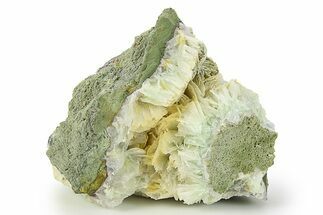 Green, Bladed Prehnite Crystals with Quartz - Morocco #292268
