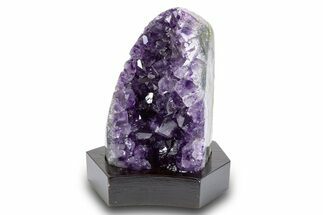 Deep Purple Amethyst Geode With Wood Base - Uruguay #300764