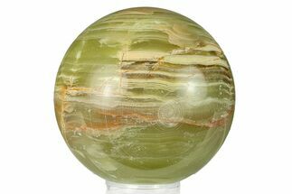 Polished Green Banded Calcite Sphere - Pakistan #301464