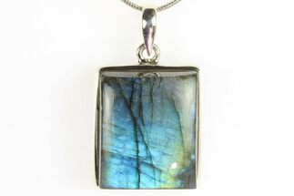 Brilliant Blue Labradorite Pendant with Chain #302777