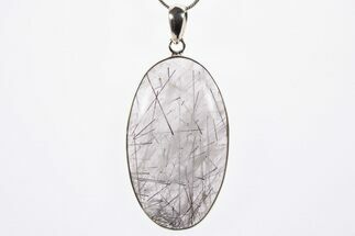 Glassy Tourmalinated Quartz Pendant - Sterling Silver #303233