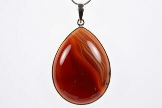 Banded Red Agate Pendant (Necklace) - Sterling Silver #303241