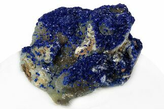 Sparkling Blue Azurite Crystals on Smithsonite - Congo #304344