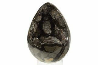 Septarian Dragon Egg Geode - Black Crystals #304620