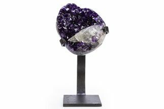 Amethyst Geode w/ Calcite on Metal Stand - Uruguay #306877