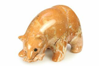 Realistic, Polished Peach Jasper Bear with Fish - Philippines #308413