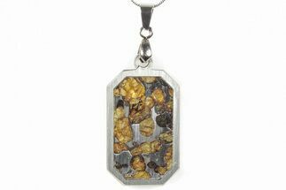 Brenham Pallasite Dog Tag Meteorite Pendant - Kansas #309157