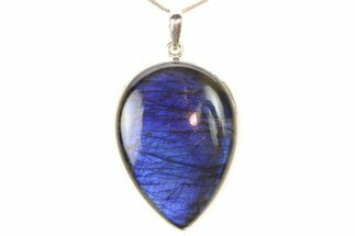 Brilliant Blue Labradorite Pendant with Chain #302794