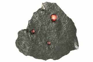 Plate of Three Red Embers Garnets in Graphite - Massachusetts #313522