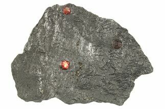 Plate of Three Red Embers Garnets in Graphite - Massachusetts #313614